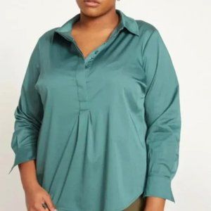 NWT Universal Standard Elbe Shirt 1/2 Placket - Silver Pine US size 2XL (30-32)